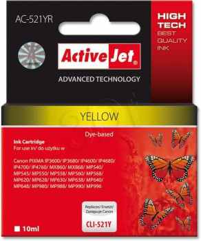 Cartucho Comp Activejet Canon Cli 521y Yellow